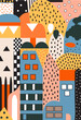 Colorful Abstract Geometric Cityscape Illustration