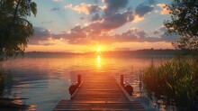 A Tranquil Lakeside Dock Perfect For Watching Sunsets
