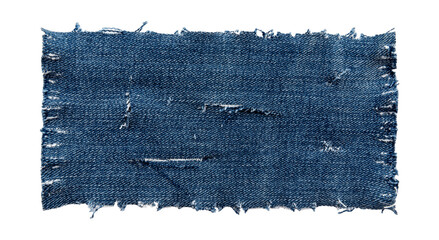 piece of torn denim on a white background. denim texture