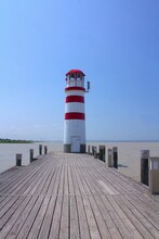 Lighthouse and jetty at Neusiedler See in Austria
