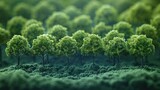 Fototapeta  - A forest where trees grow in the shape of animals, solid color background, 4k, ultra hd