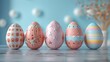 Easter eggs with nautical motifs, solid color background, 4k, ultra hd