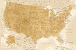 United States - Highly Detailed Vector Map of the USA. Ideally for the Print Posters. Golden Spot Relief Topographic Beige Retro Style