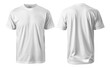 Front and back views of a white men's classic t-shirt, versatile fashion staple isolated on transparent background