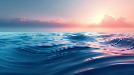 Wall Mural - Soothing Seascape, Pink Sunset Glow Reflecting on Still Ocean Waters