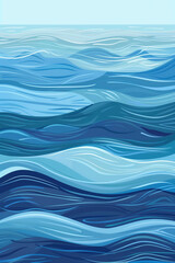  Stylized Blue Waves, Close-Up Ocean Abstract in Cool Tones