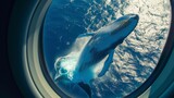 Fototapeta Do akwarium - Whale as seen through airplane window