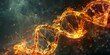 DNA helix ablaze, fire meeting genetics in a symbolic dance of creation