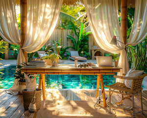 Luxury resort pool, a tropical oasis for relaxation and vacation