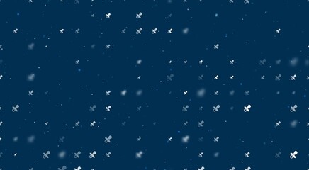 Poster - Template animation of evenly spaced nipple symbols of different sizes and opacity. Animation of transparency and size. Seamless looped 4k animation on dark blue background with stars