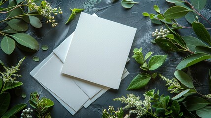 Wall Mural - Two White Cards on Table