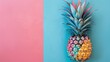 Colorful pineapple on a dual background