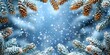 Festive christmas background featuring spruce branch and snowflakes frame with ample space for text