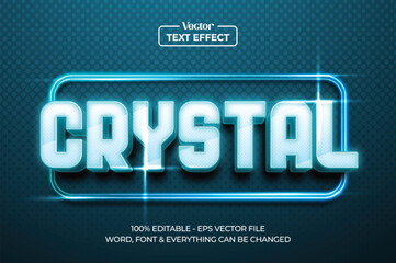 Wall Mural - crystal blue neon light, editable graphic style text effect
