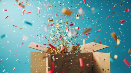 Poster - A box with confetti falling out, perfect for festive occasions