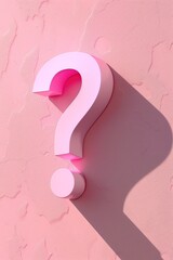 Poster - A pink question mark on a pink wall. Suitable for educational materials