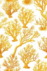 Poster - A vibrant pattern of orange corals on a clean white background. Suitable for marine life concepts or tropical themes