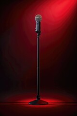 Aufkleber - A microphone on a stand with a red light. Suitable for music or podcasting themes