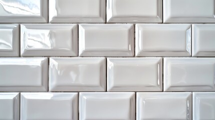 Aufkleber - Detailed view of a white tiled wall, ideal for interior design projects