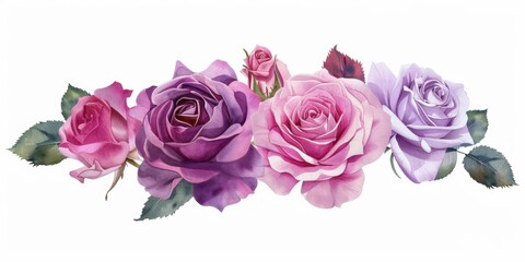 Poster - Beautiful bouquet of purple and pink roses, perfect for floral arrangements