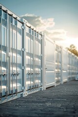 Poster - A row of white shipping containers. Can be used for industrial concepts