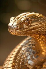 Poster - Detailed view of a gold snake statue, suitable for various design projects