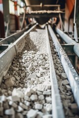 Poster - Close up of a train track with gravel, perfect for transportation concepts