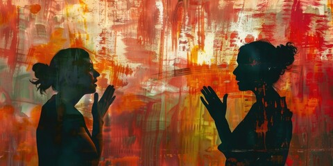 Poster - Two silhouettes of a man and a woman. Suitable for various concepts and designs