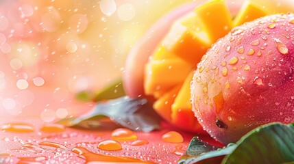 Poster - Close up of juicy orange with water droplets, perfect for healthy lifestyle concept