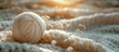 White cream sand fluffy wool yarn ball light fluffy background