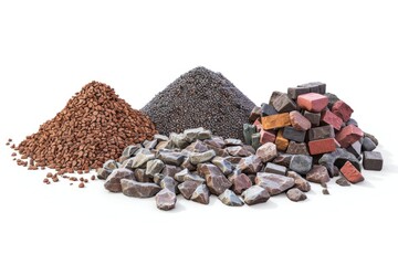 Aufkleber - A pile of rocks and gravel on a white surface. Suitable for construction projects