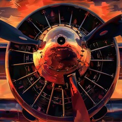 Wall Mural - Detailed close up of a propeller on a plane. Perfect for aviation enthusiasts