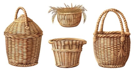 Poster - Set of four wicker baskets with handles. Perfect for home organization projects