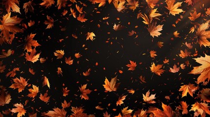 Poster - A bunch of leaves flying in the air. Suitable for nature and autumn themes