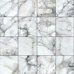 Poster - Elegant white and black marble tile with luxurious gold lines. Perfect for interior design projects