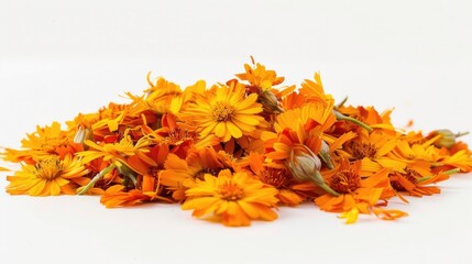 Poster - Bright yellow flowers arranged on a clean white surface. Ideal for various floral-themed designs