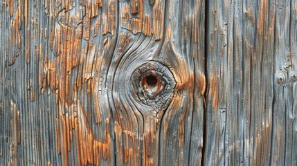 Poster - Close up of a wooden door with a hole, suitable for various projects