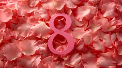 Sticker - A pink number eight surrounded by a bunch of flowers, AI