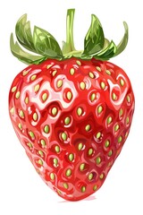 Poster - A close-up shot of a ripe strawberry on a white background. Perfect for food and health-related designs