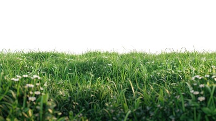 Aufkleber - Beautiful field of green grass with delicate white flowers. Perfect for nature and outdoor themed designs