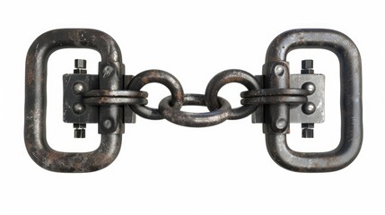 Poster - Detailed close up of a single metal chain link. Perfect for industrial and construction themes