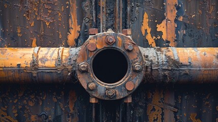 Aufkleber - A rusty metal pipe with a hole. Perfect for industrial concepts