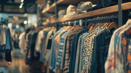 A rack of clothes in a clothing store. Ideal for fashion and retail concepts