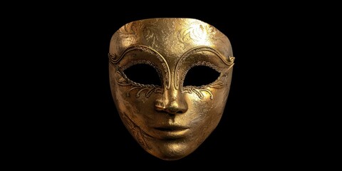 Aufkleber - A striking gold mask against a dark black backdrop. Ideal for luxury and mystery concepts