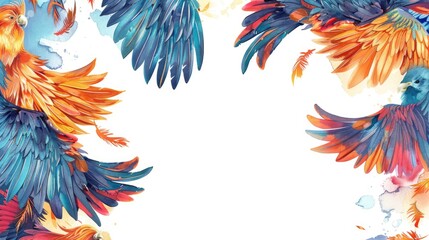 Wall Mural - Colorful birds flying in the sky, suitable for nature and wildlife themes