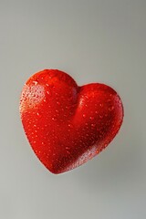 Sticker - A close-up image of a red heart with water droplets. Perfect for Valentine's Day cards or love-themed designs