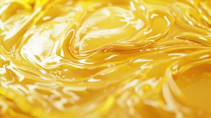 Poster - A close-up view of a yellow liquid substance. Suitable for scientific or laboratory concepts