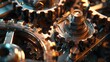 Detailed view of mechanical gears, suitable for industrial concepts