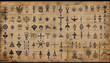 Large set of alchemical symbols isolated on white background. Hand drawn and written elements for signs design. Inspiration by mystical, esoteric, occult theme.