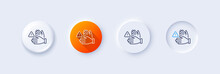Dont Touch Line Icon. Neumorphic, Orange Gradient, 3d Pin Buttons. Hands Warning Sign. Hygiene Notification Symbol. Line Icons. Neumorphic Buttons With Outline Signs. Vector